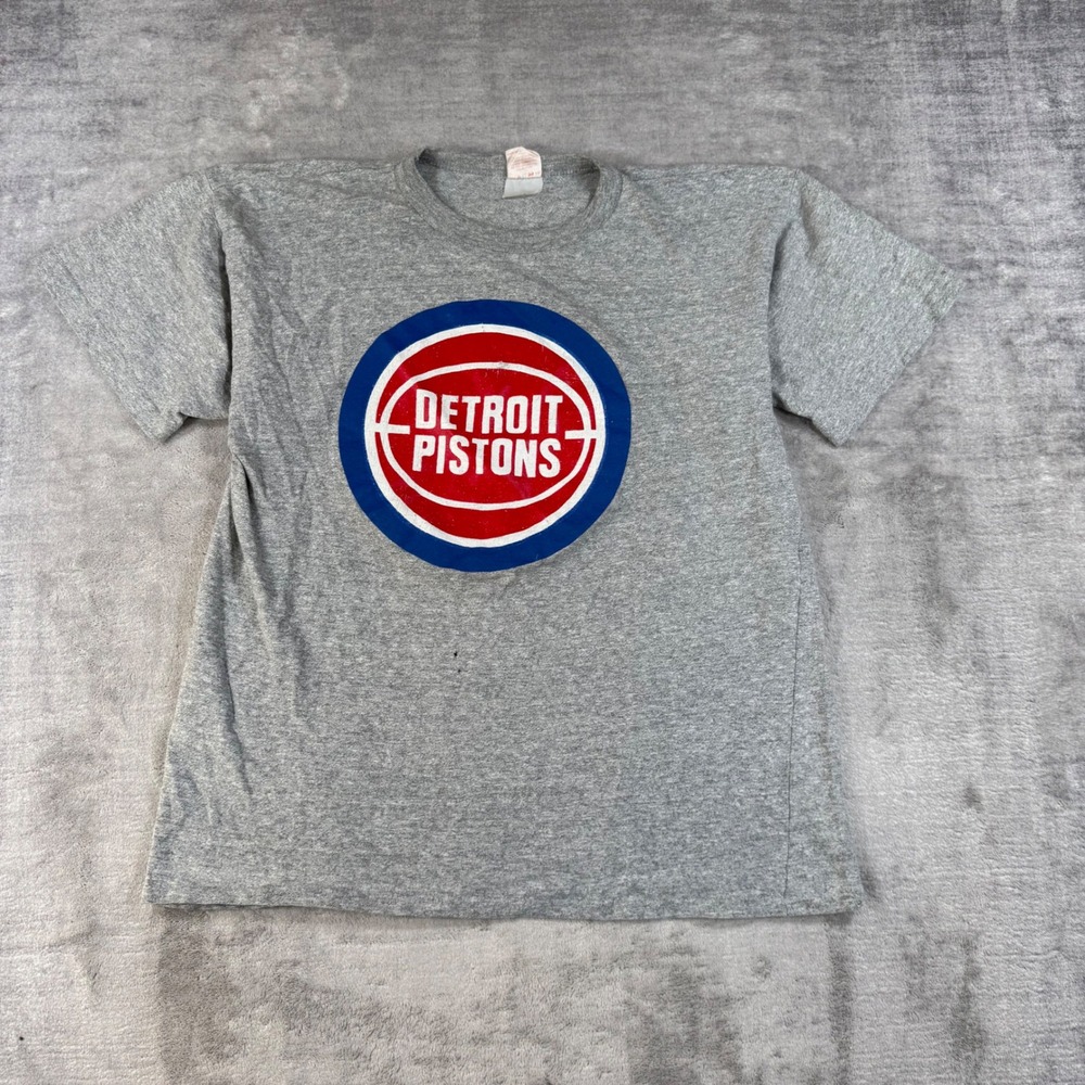 Detroit Pistons Shirt Mens Large Grey Vintage 90s NBA Basketball Single Stitch